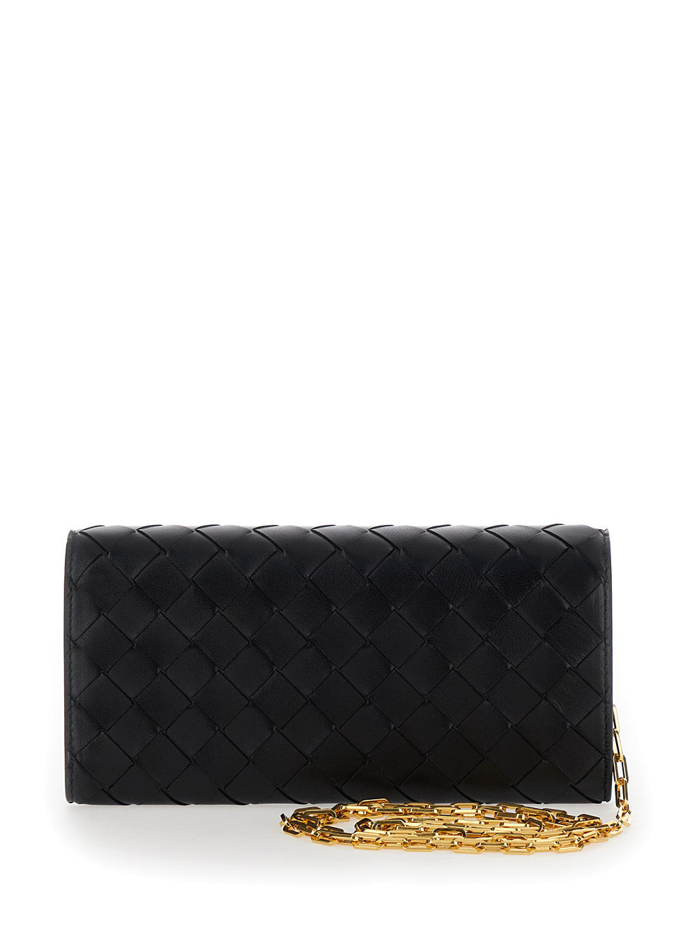 Bottega Veneta Women Black Chain Wallet With Intreccio Motif In Leather Woman - 4