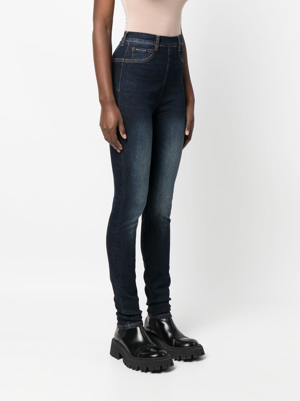 high-waist zip-up jeggings - 3