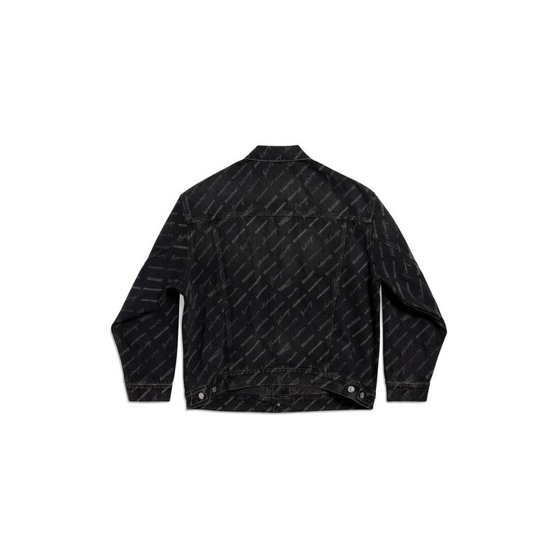 BALENCIAGA Logomania All Over Large Fit Jacket in Black outlook