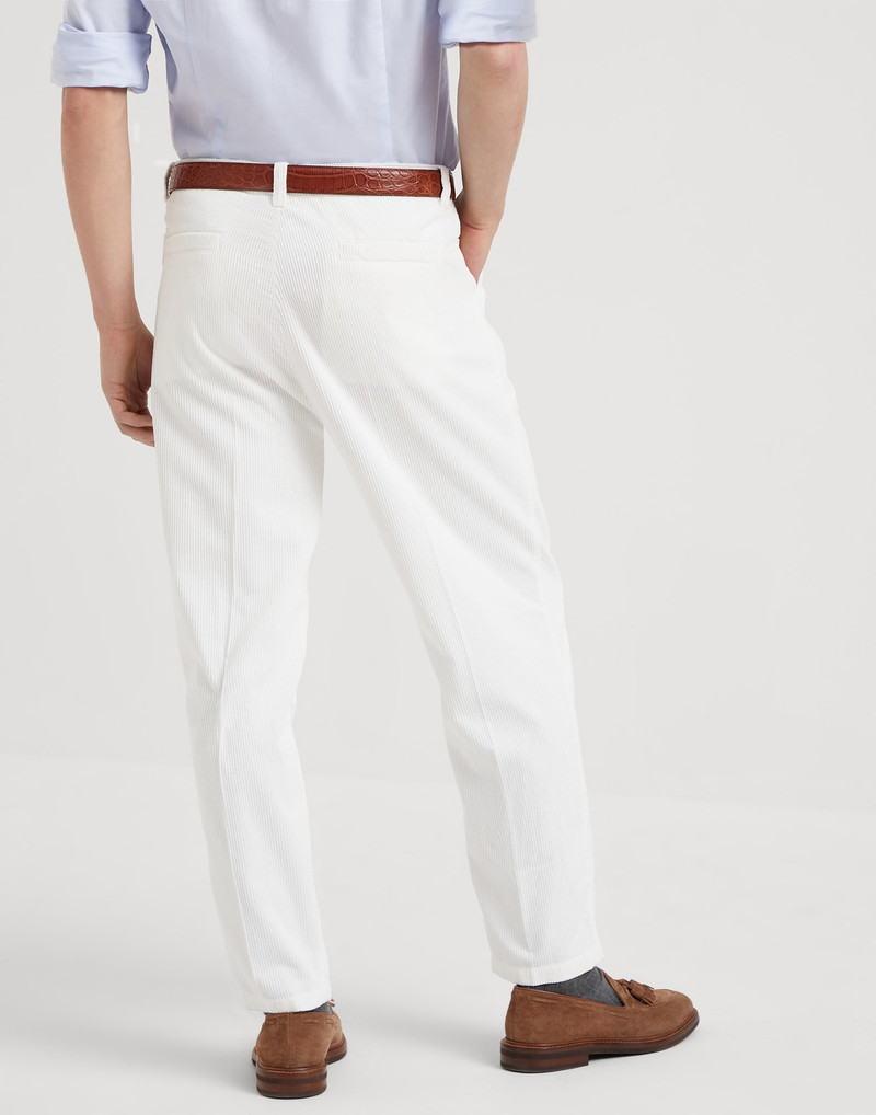 Brunello Cucinelli Garment-dyed leisure fit trousers in cotton corduroy outlook