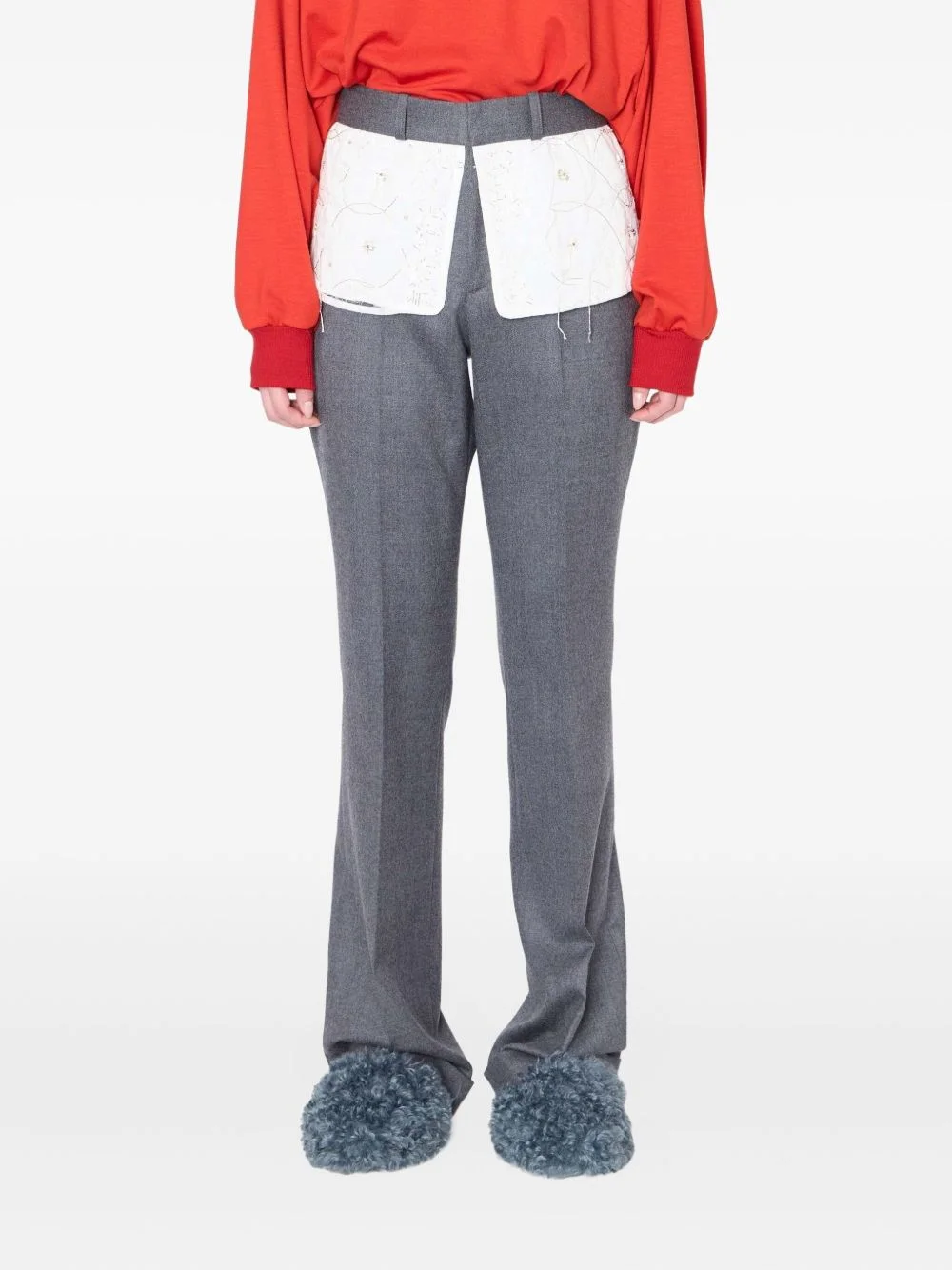 embroidered-panel trousers - 1