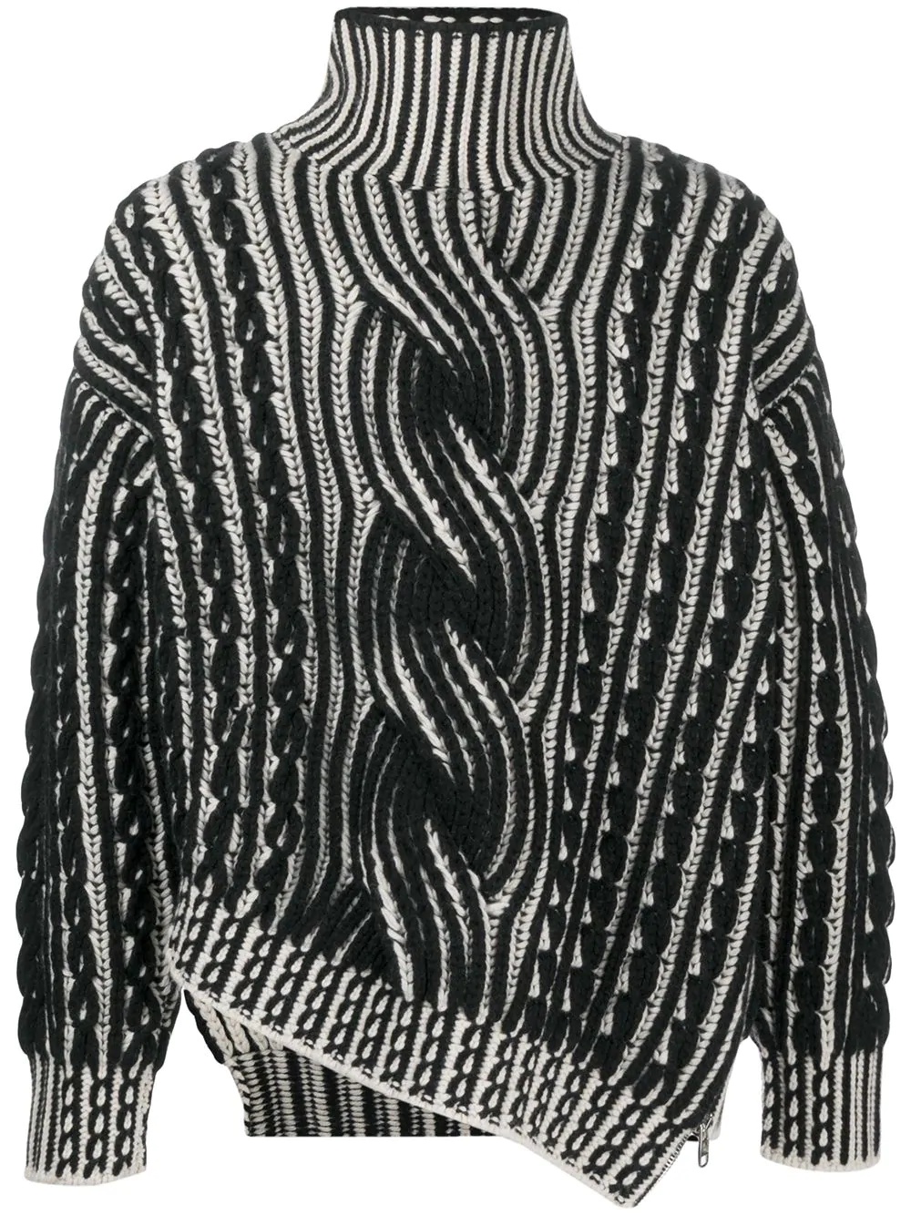 zip-detail cable-knit jumper - 1