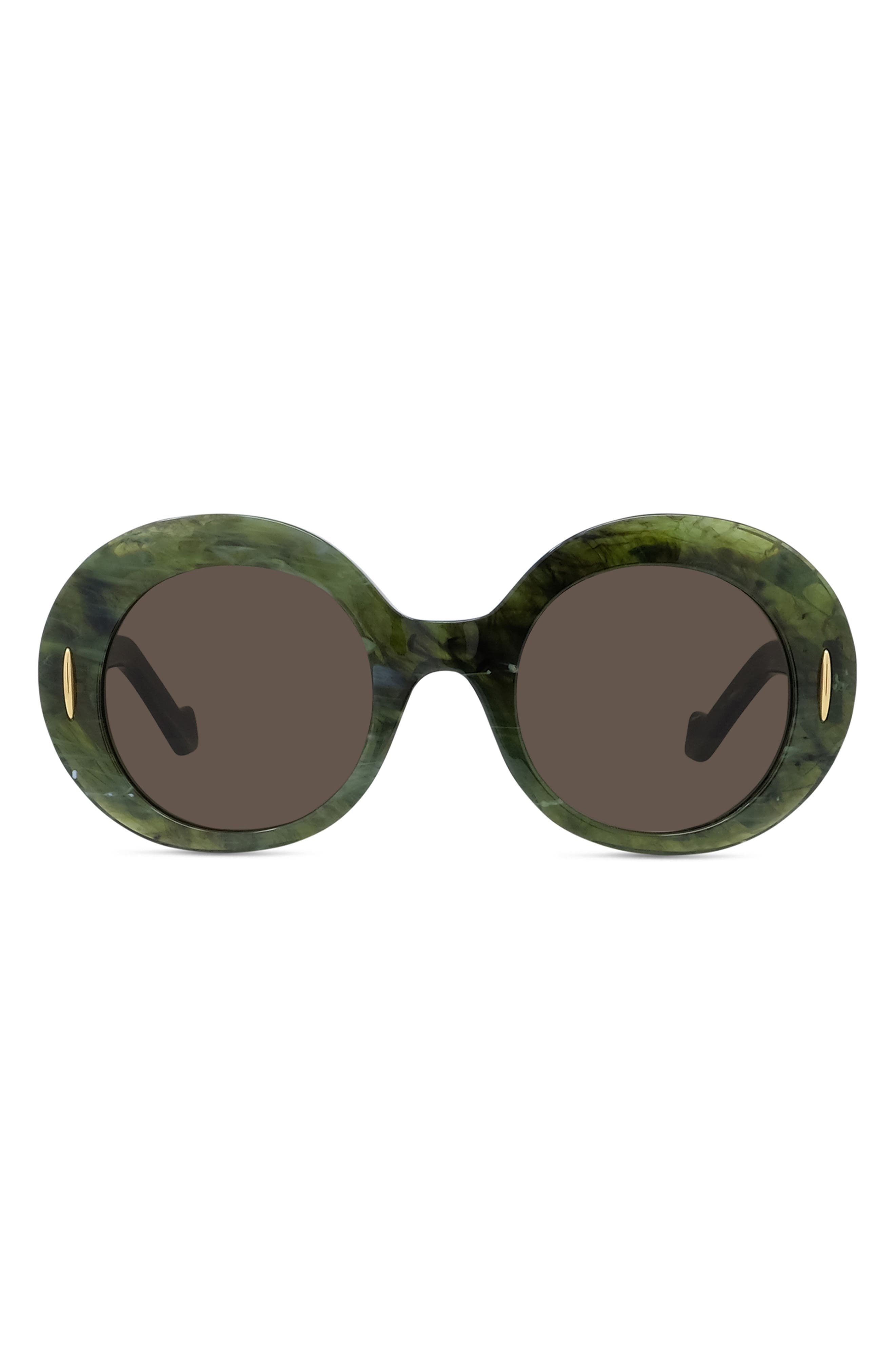 Loewe Anagram 50mm Oval Sunglasses in Shiny Dark Green /Brown at Nordstrom - 1