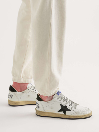 Golden Goose Ballstar Distressed Leather and Suede Sneakers outlook