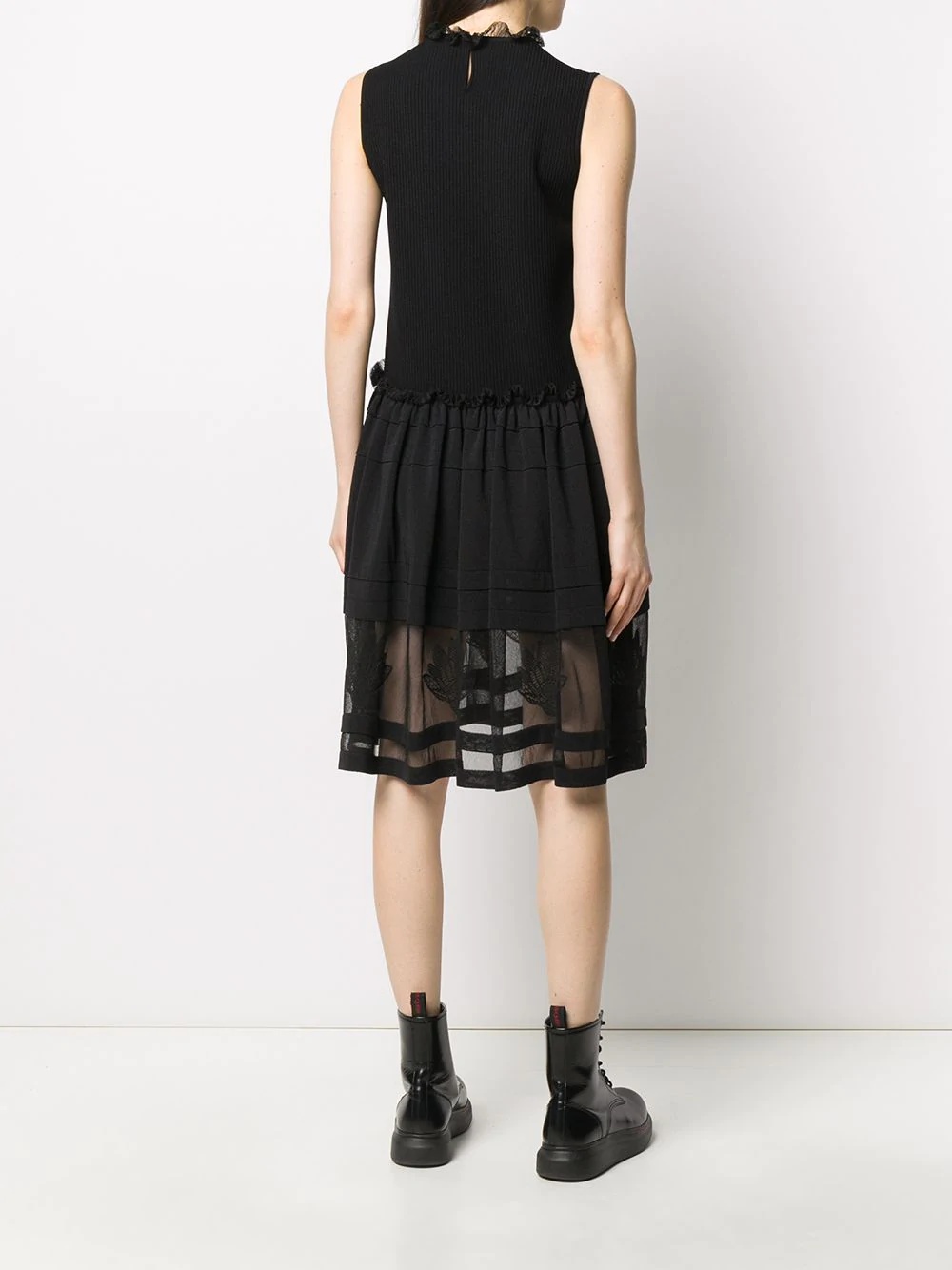 tulle skirt ribbed sleeveless dress - 4