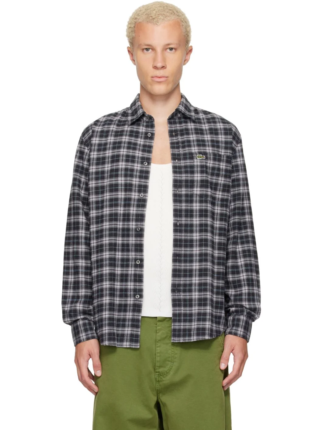 Gray Regular Fit Plaid Flannel Shirt - 1