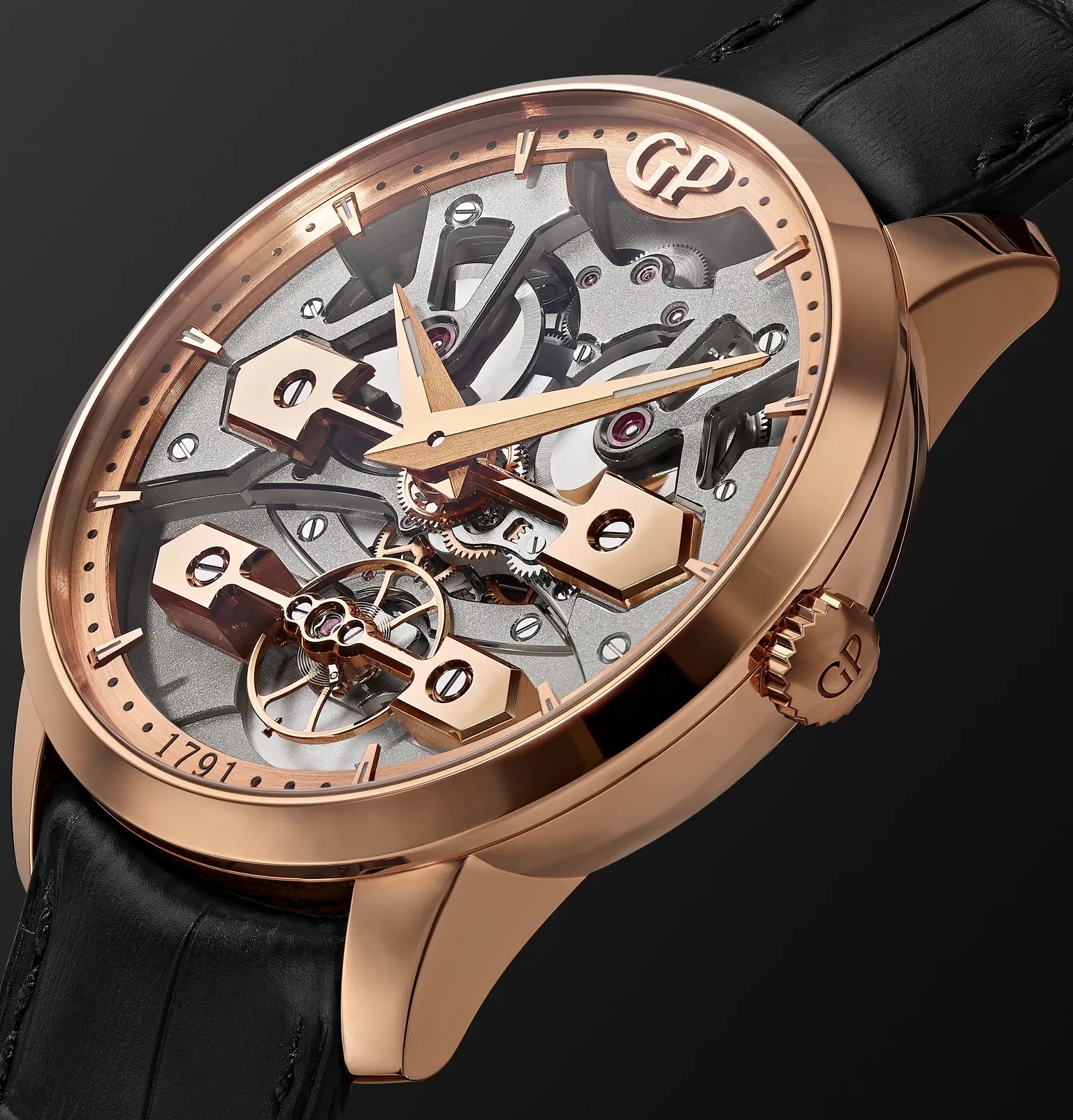 Classic Bridges Automatic Skeleton 45mm Rose Gold and Alligator Watch, Ref. No. 86000-52-001-BB6A - 4