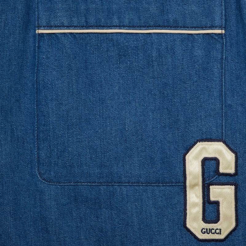 Denim shorts with G Gucci patch 4
