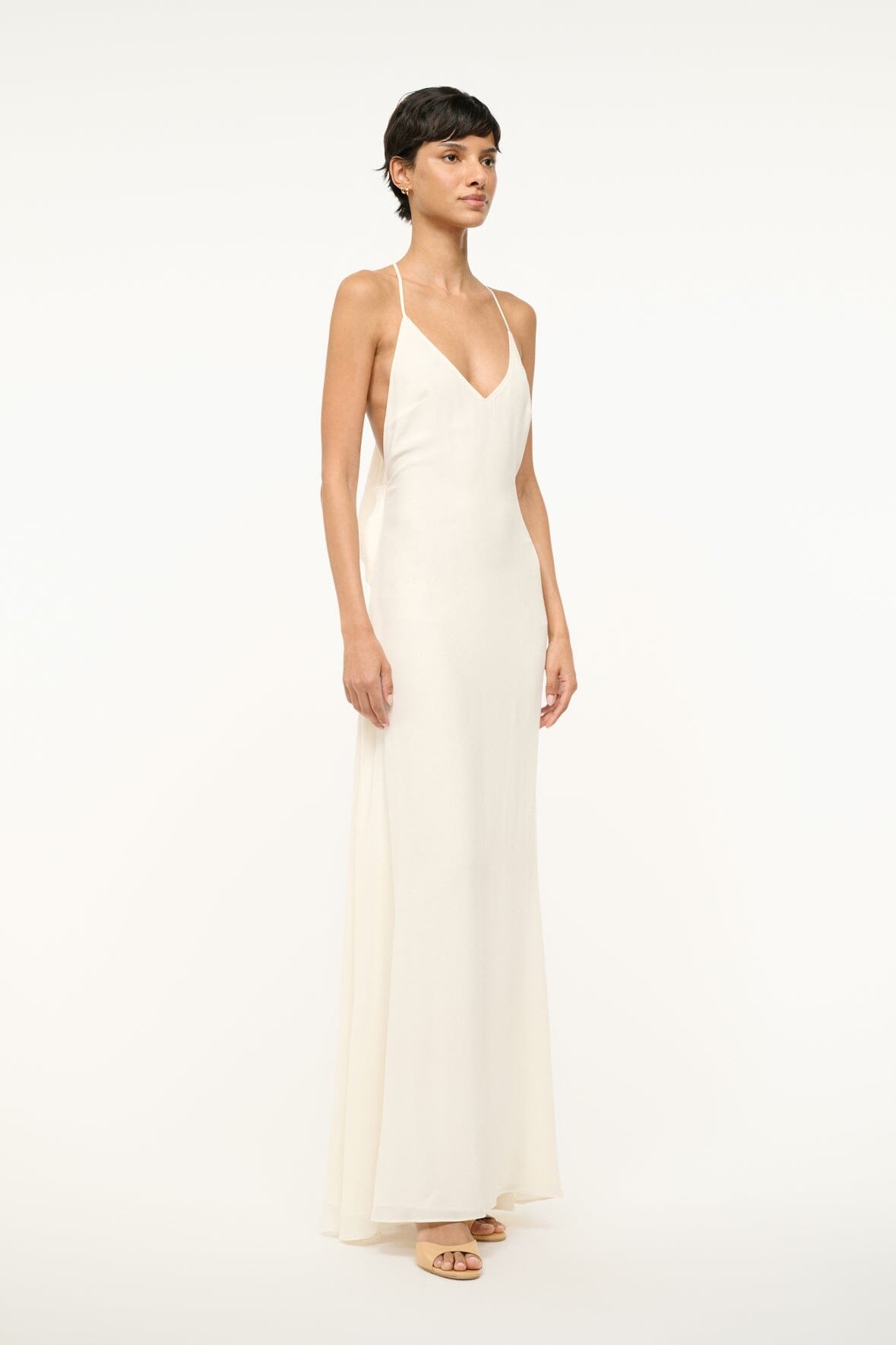 STAUD MACHU SILK DRESS IVORY - 4