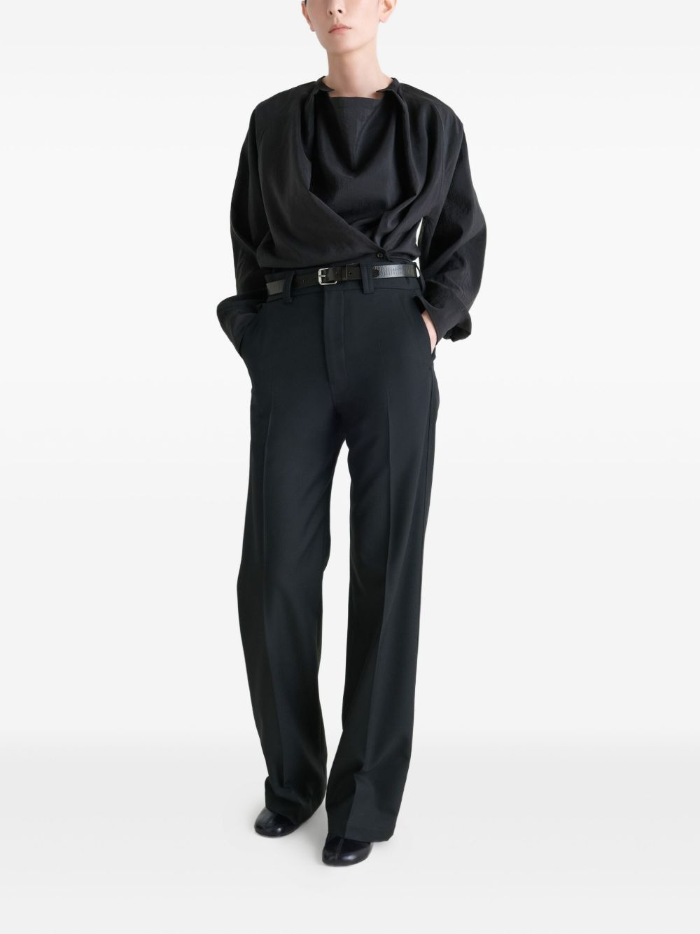 pleated straight trousers - 2
