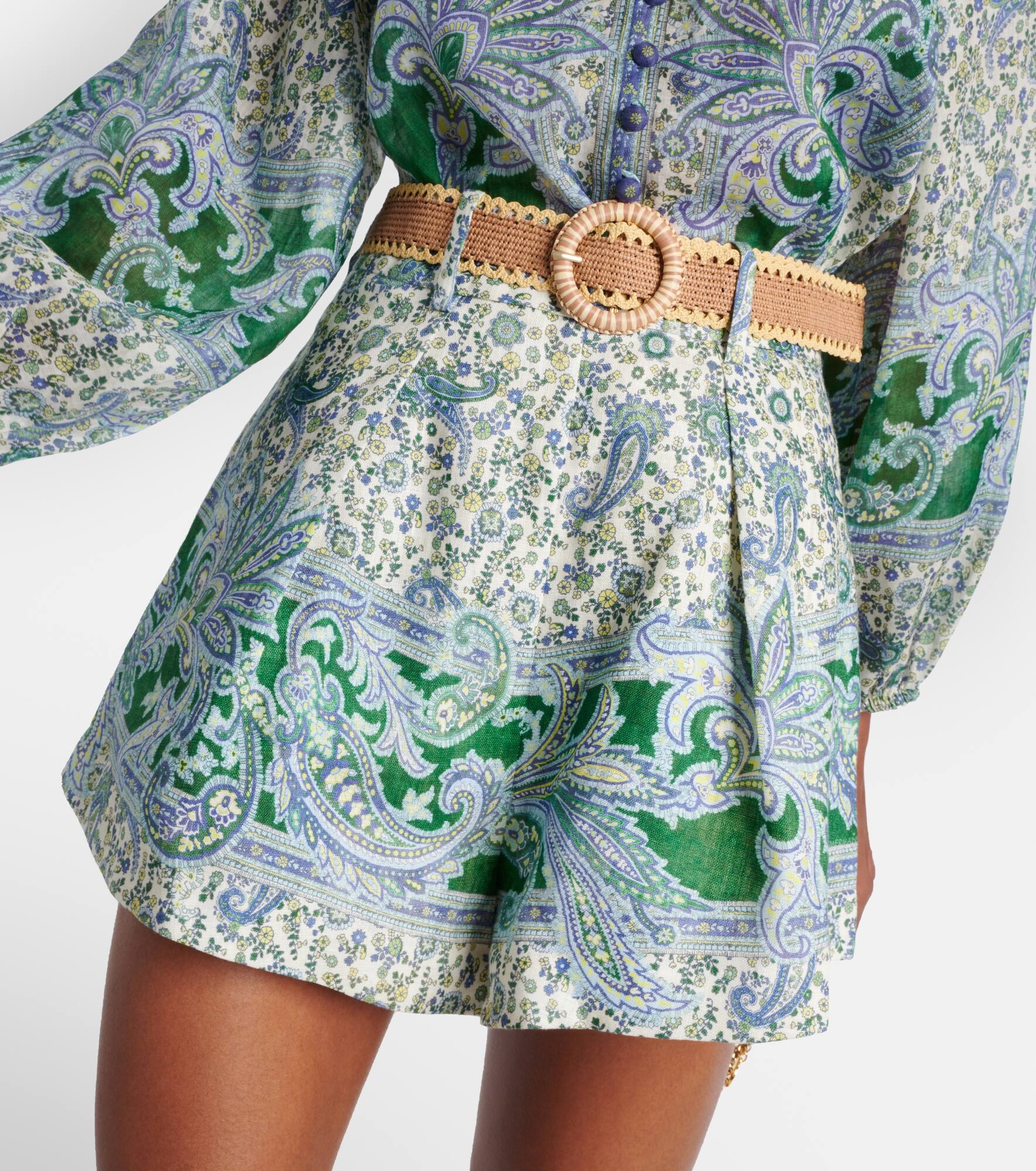Ottie paisley linen shorts - 4