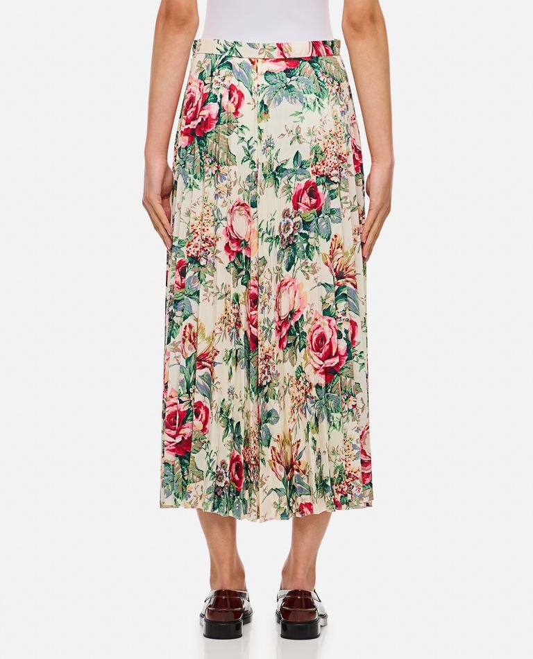 FLOWER PATTERN PRINTED PLEATED MIDI SKIRT - 3