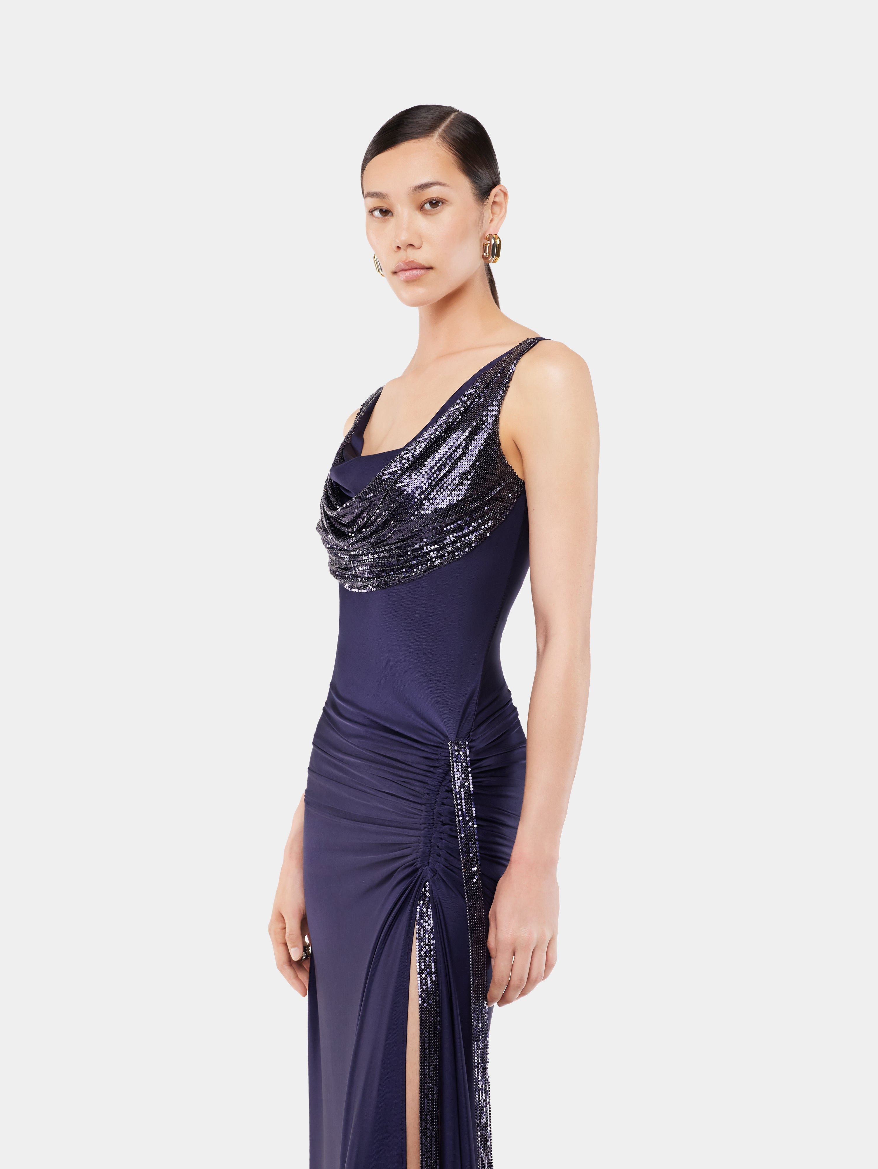 LONG DRESS IN MESH AND JERSEY - 4