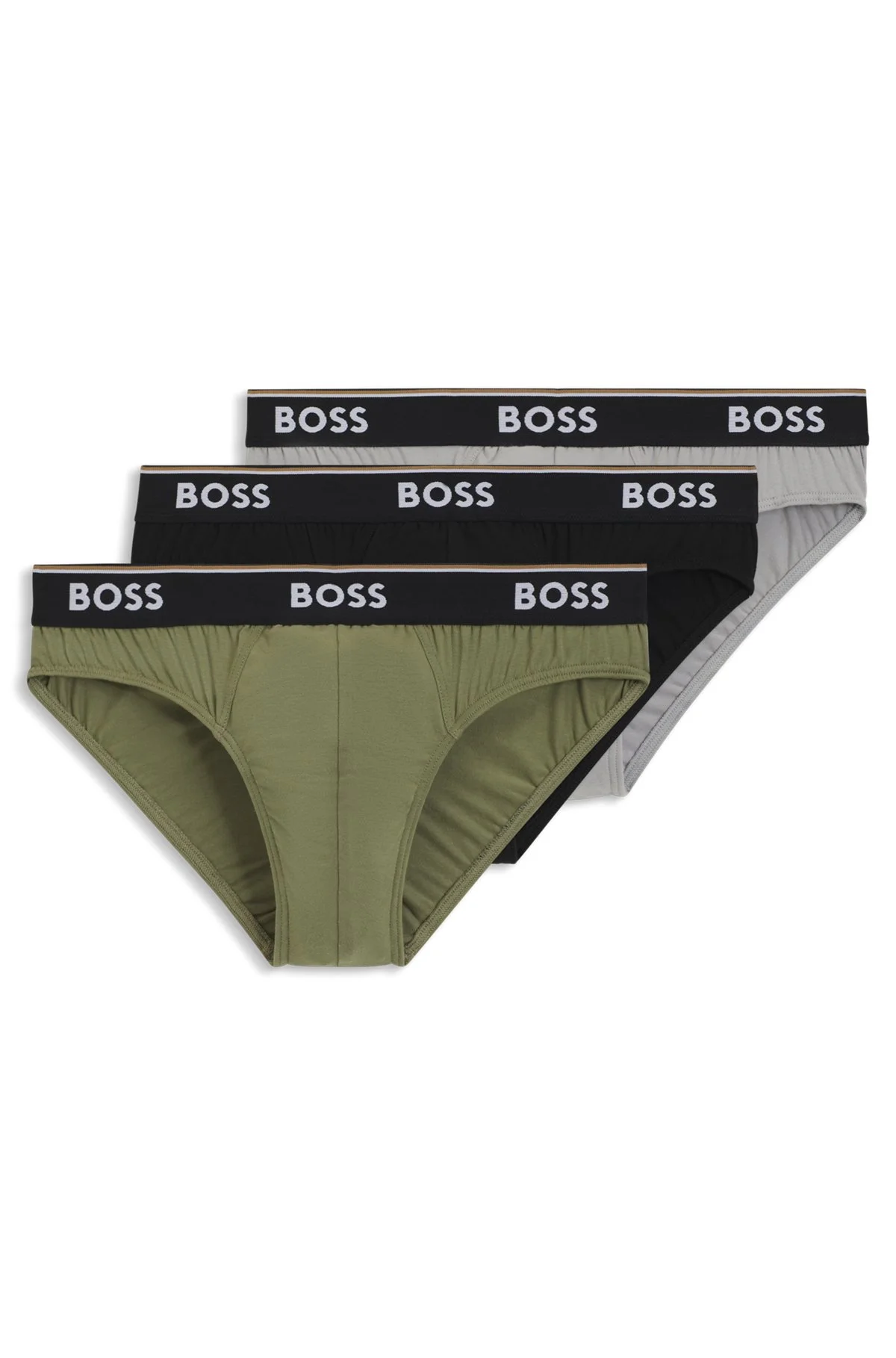 THREE-PACK OF STRETCH-COTTON BRIEFS WITH LOGO WAISTBANDS - 1