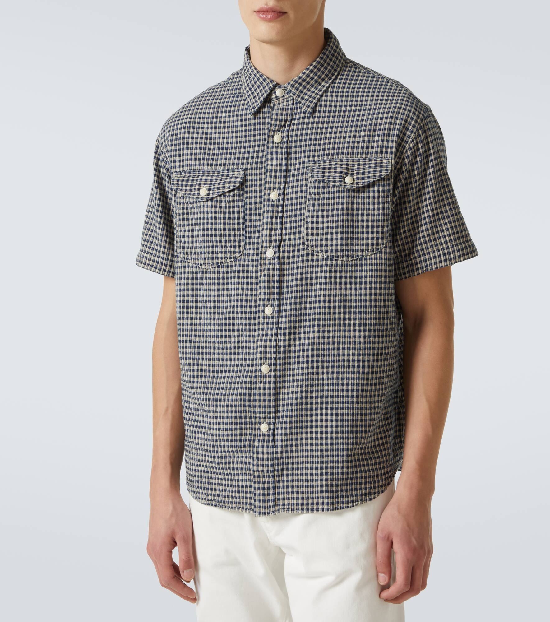 Plaid cotton and linen shirt - 3