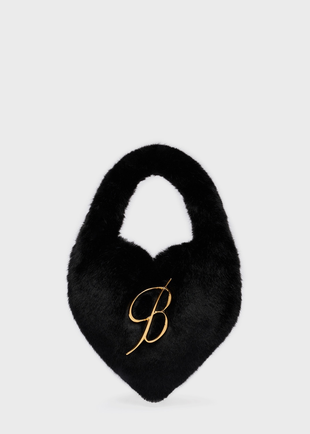 FAUX FUR HEART-SHAPED BAG WITH B MONOGRAM PIN - 1