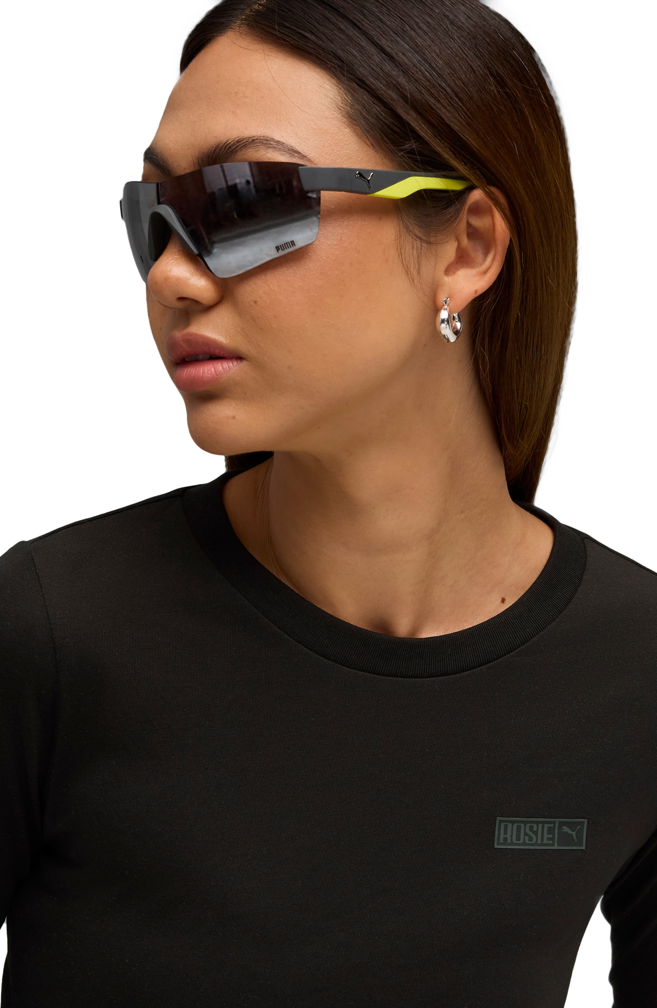 PUMA x Rosé Slim Fit Long Sleeve Crop T-Shirt in Puma Black at Nordstrom - 4