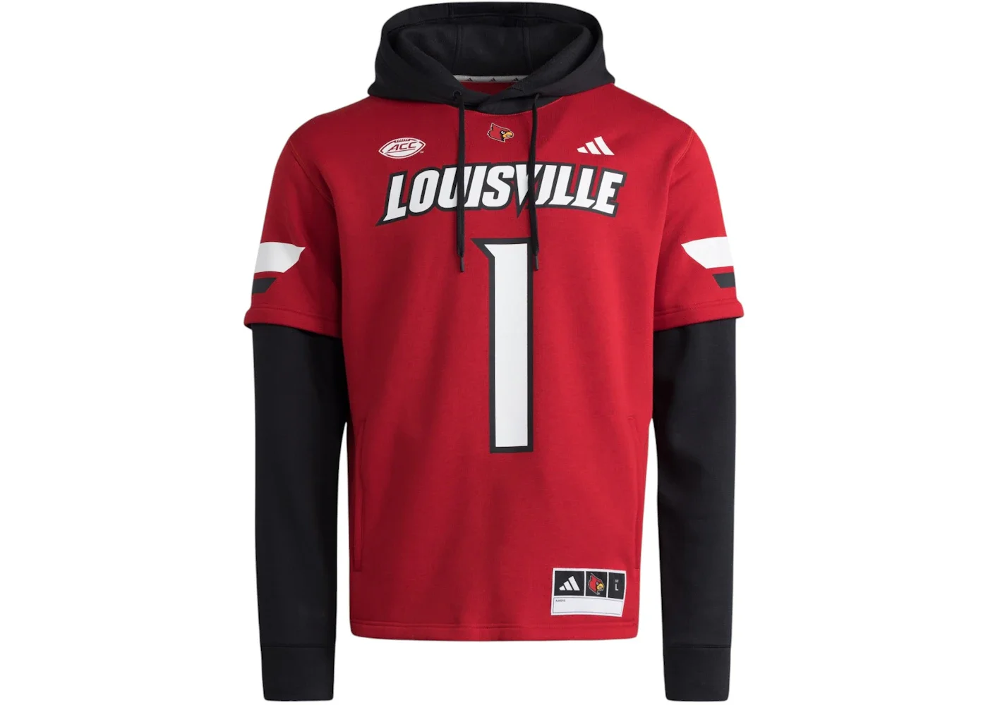 adidas Cardinals Jersey Hoodie Louisville Team Power Red Black - 1