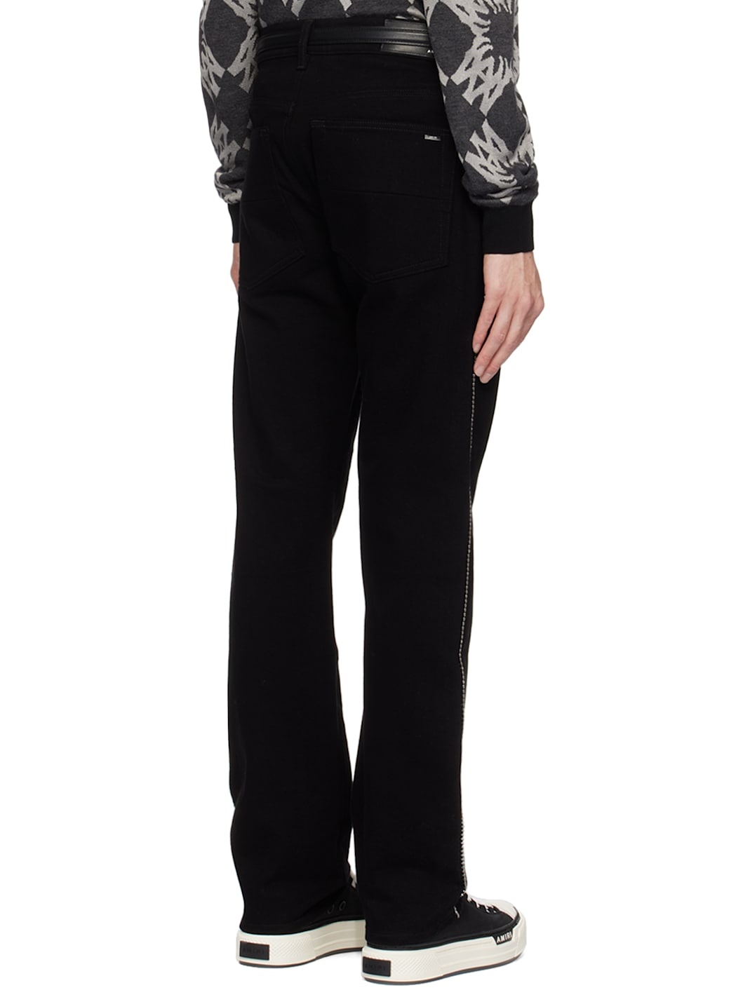 Black Crystal Stripe Slim Jeans - 3
