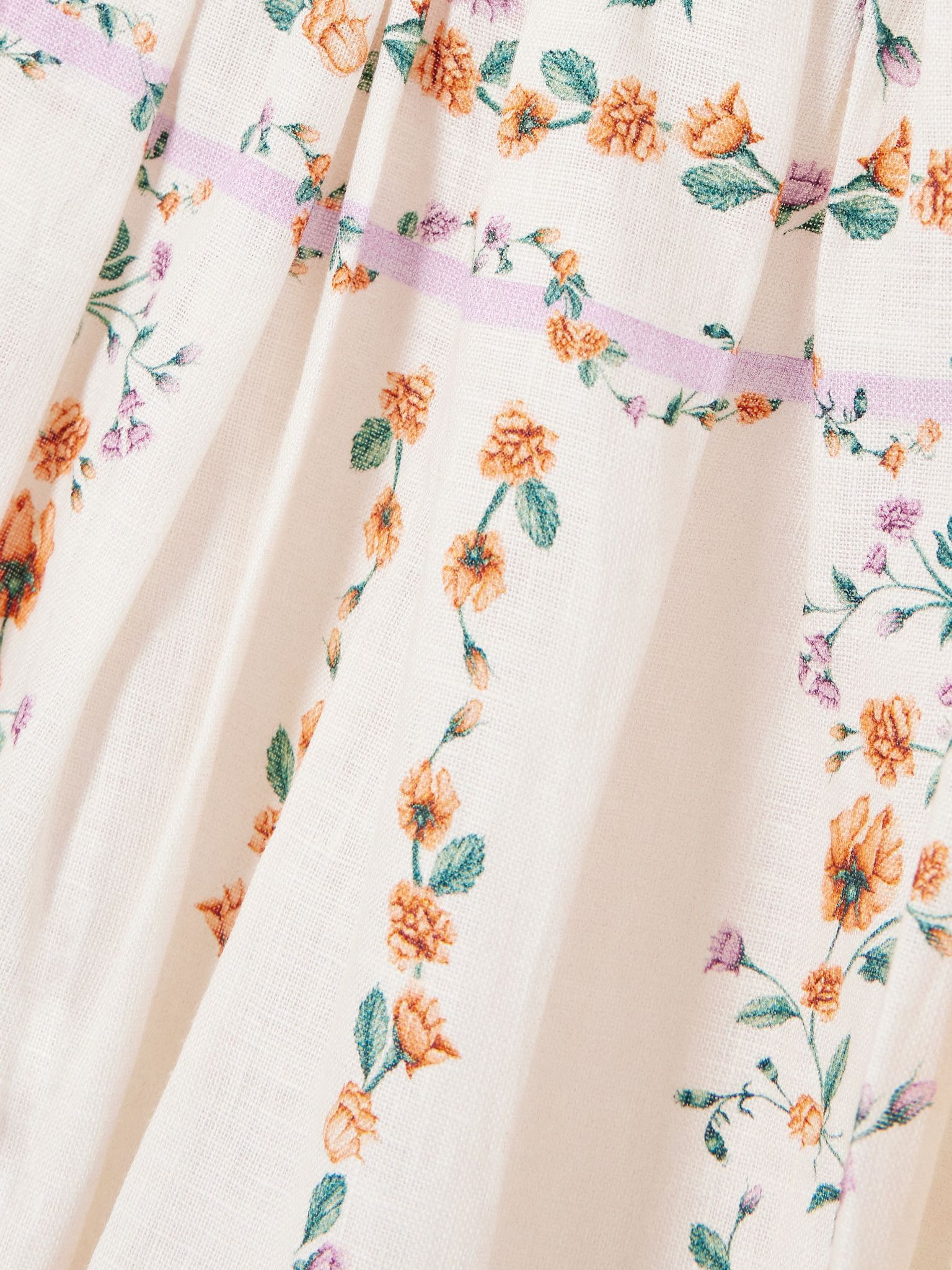 Barbara pleated bead-embellished floral-print linen midi dress White - 4