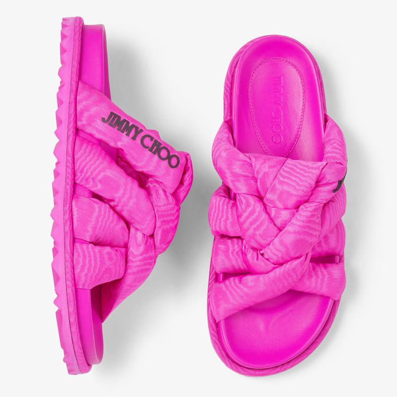 Kes Flat Fuchsia Moire Fabric Flat Sandals 4