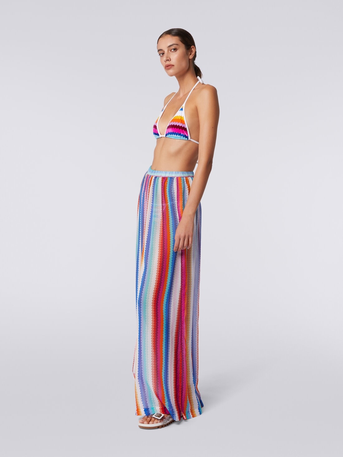 Cover up trousers in zigzag cotton and silk - 3
