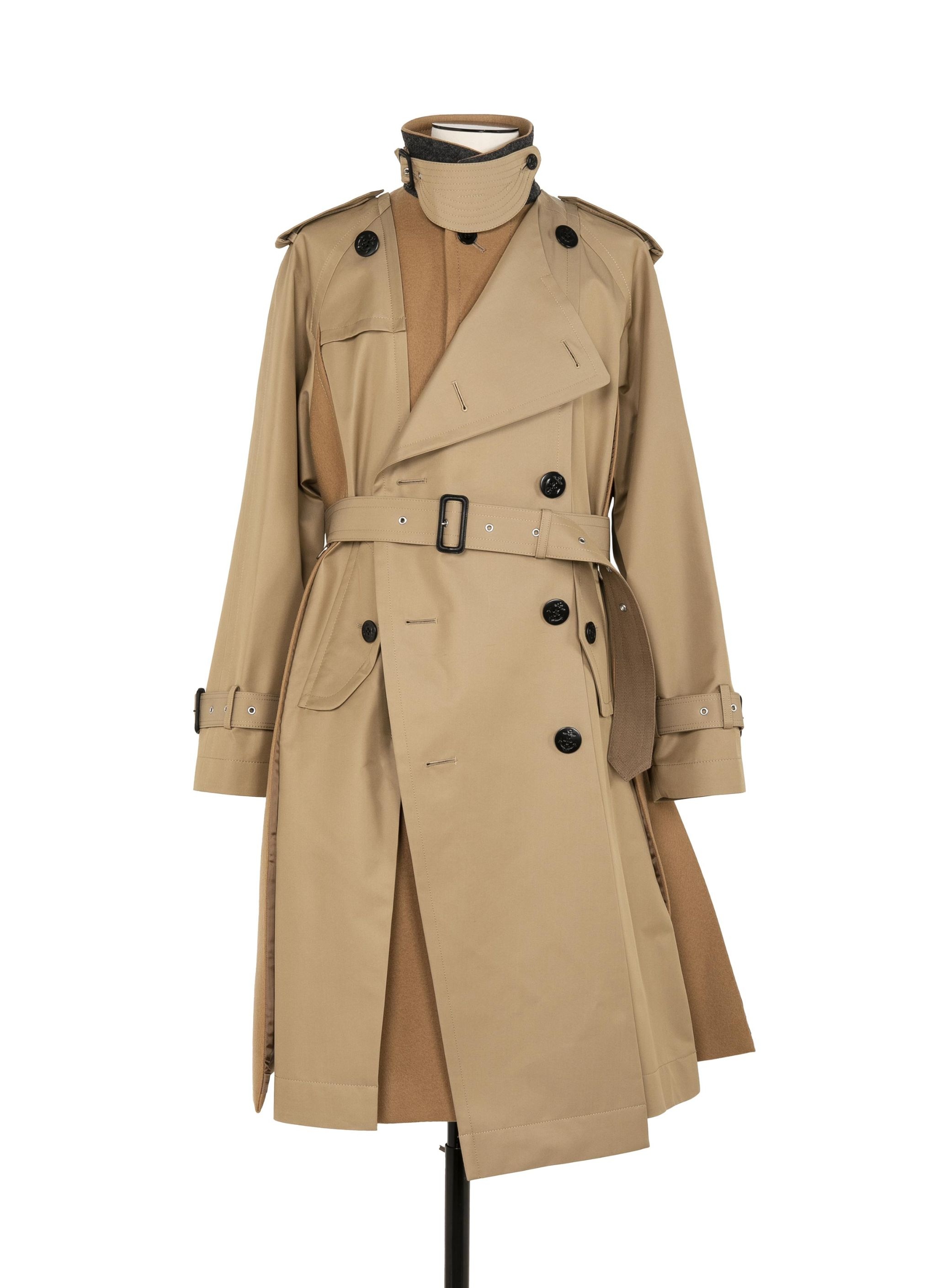 Cotton Gabardine x Wool Melton Coat - 3