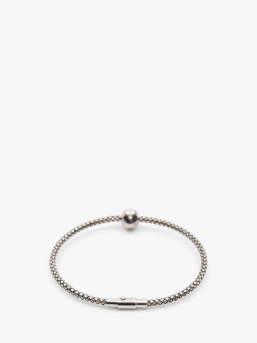 Metal Cord Skull Bracelet in Antique Silver - 3