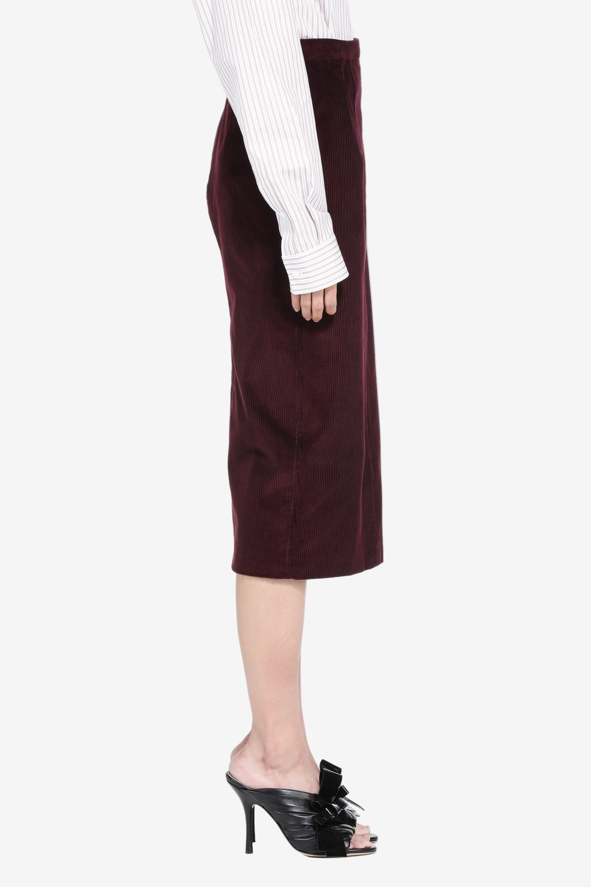VELVET PENCIL SKIRT - 3