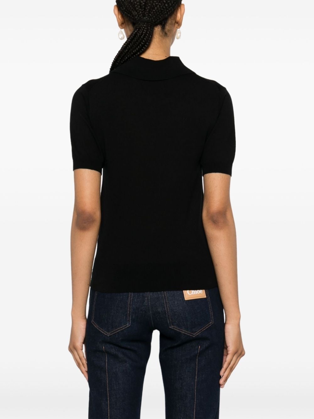 keyhole-neck ribbed polo top - 4