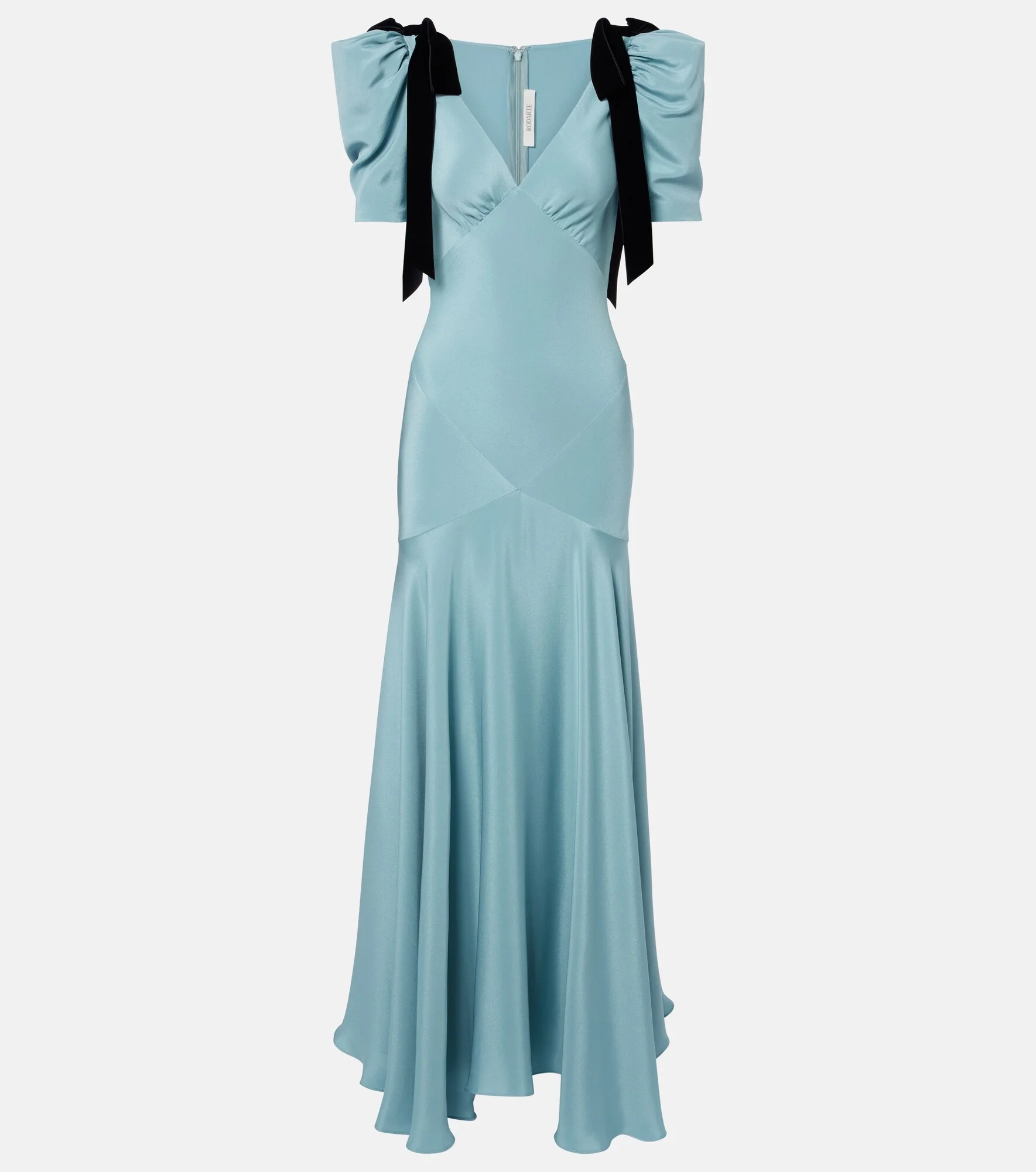 Bow-detail silk satin maxi dress - 1