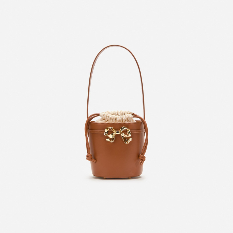 Brown Leather Shoulder Bow Bag 1