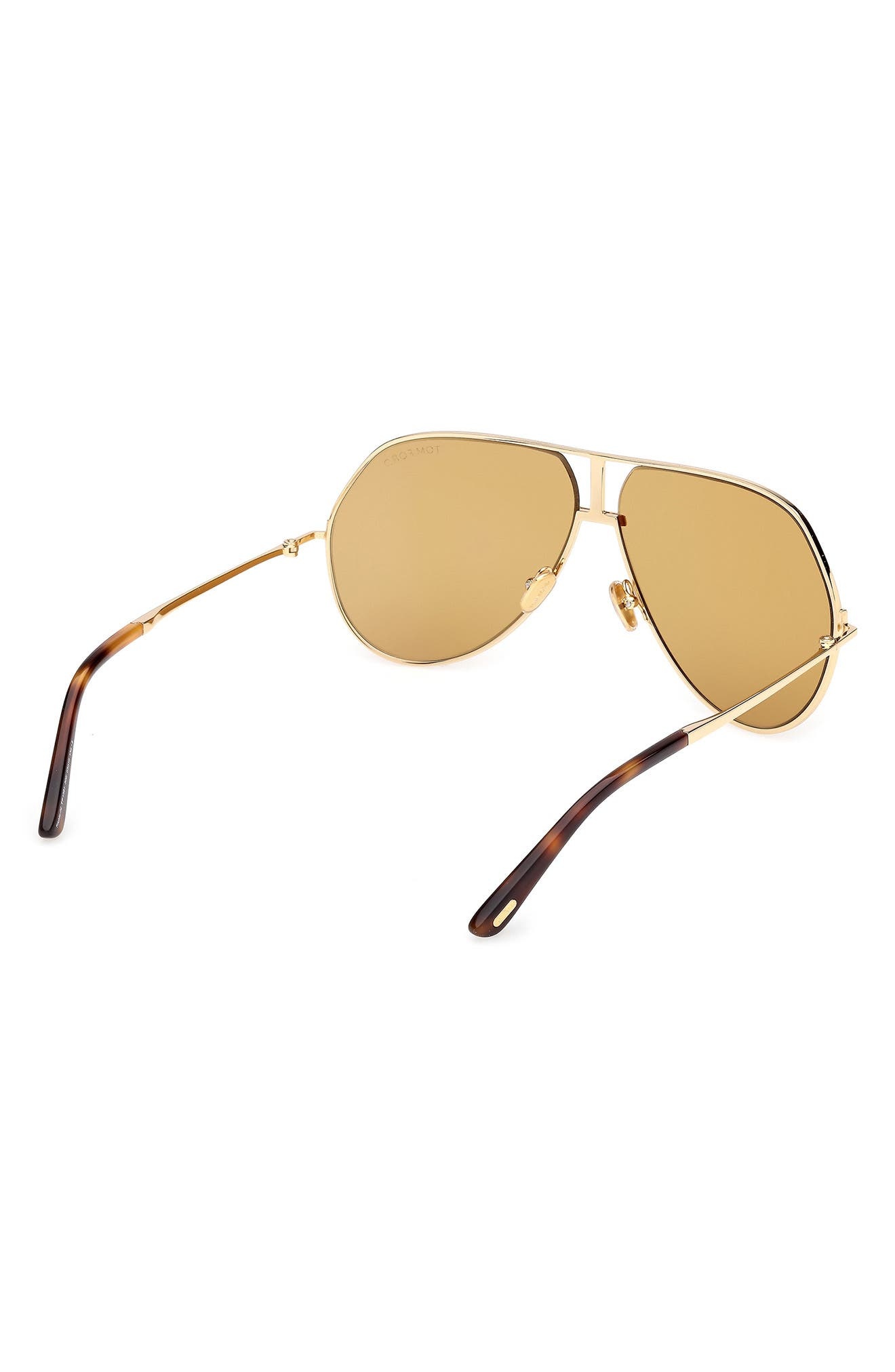 TOM FORD Rickie 63mm Oversize Navigator Sunglasses in Shiny Gold Havana /Vicuna at Nordstrom - 8