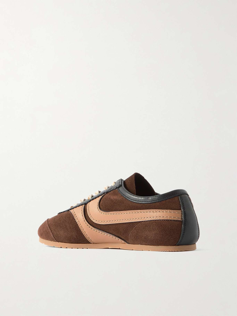 Leather-trimmed suede sneakers Brown 3