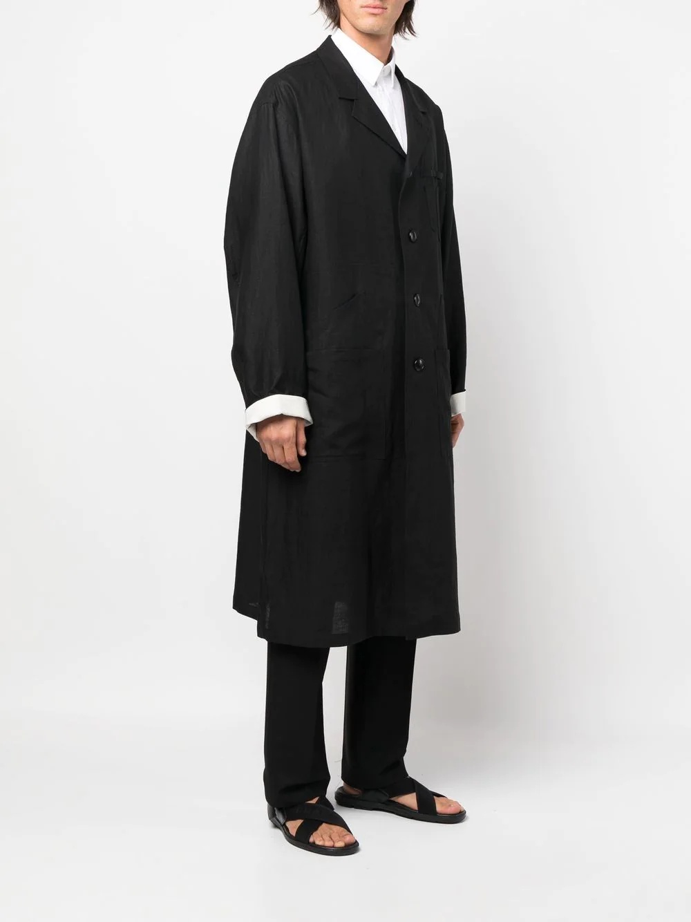 single-breasted button-fastening coat - 3