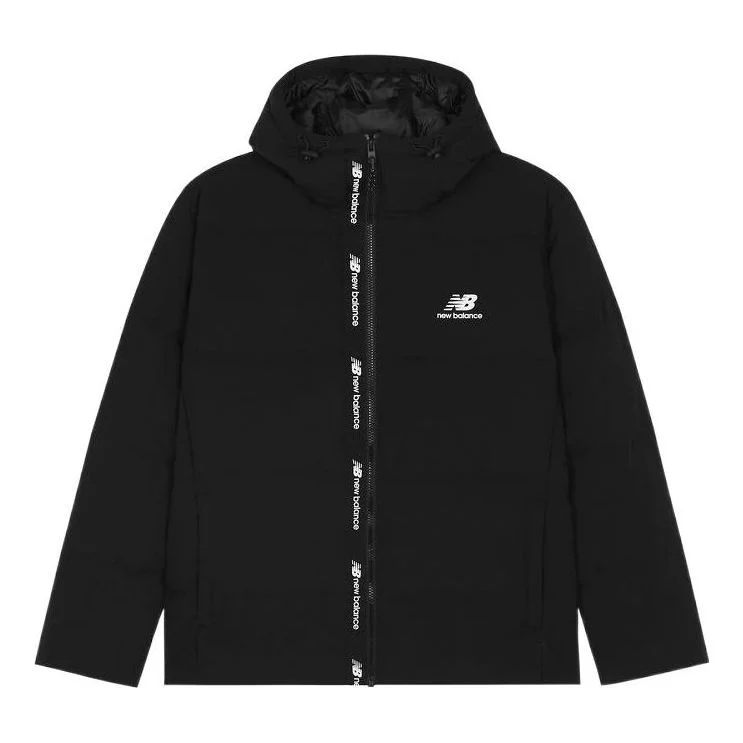 New Balance Logo Print Down Jacket 'Black White' AMJ23343-BK - 1