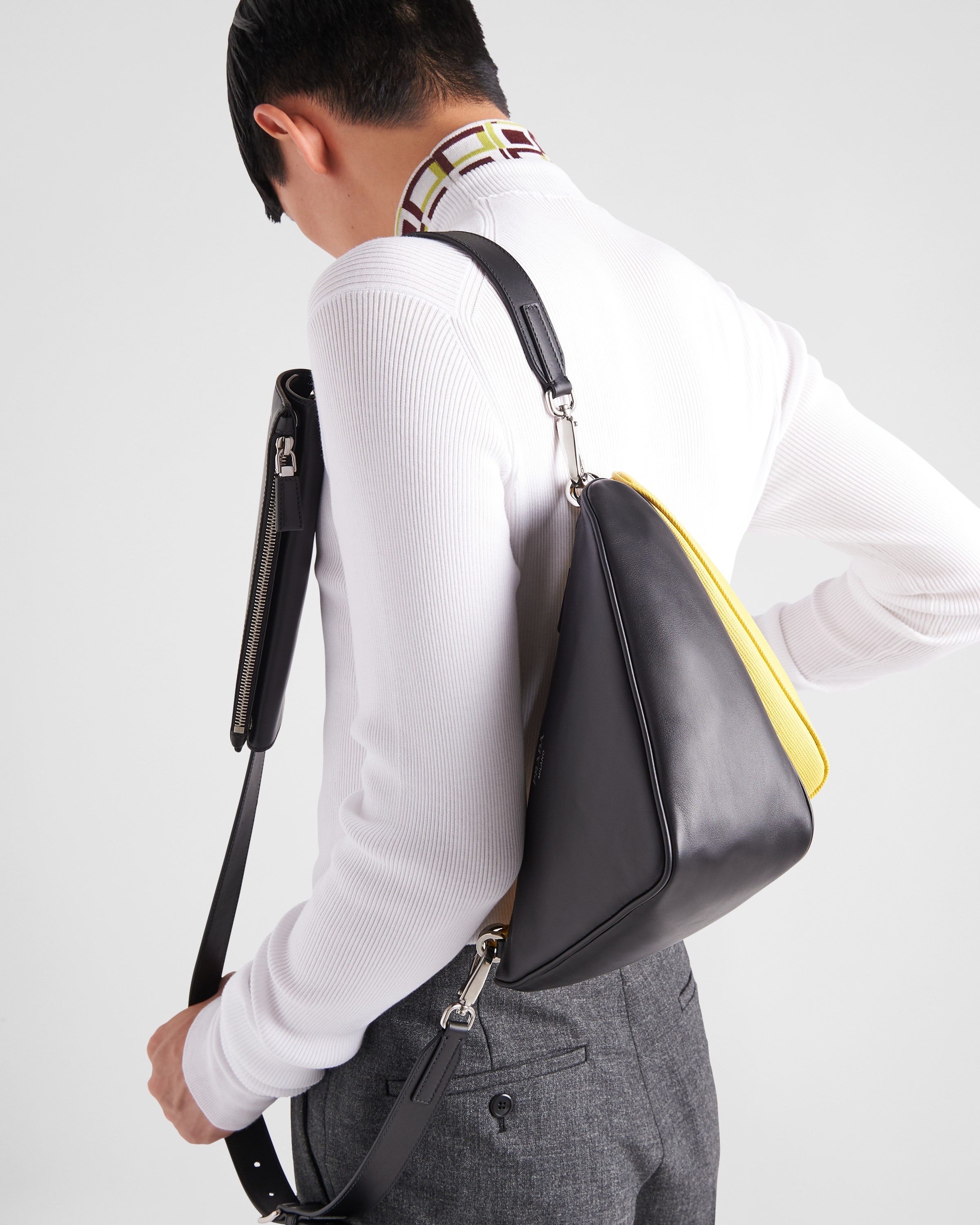 Saffiano leather and leather shoulder bag - 8