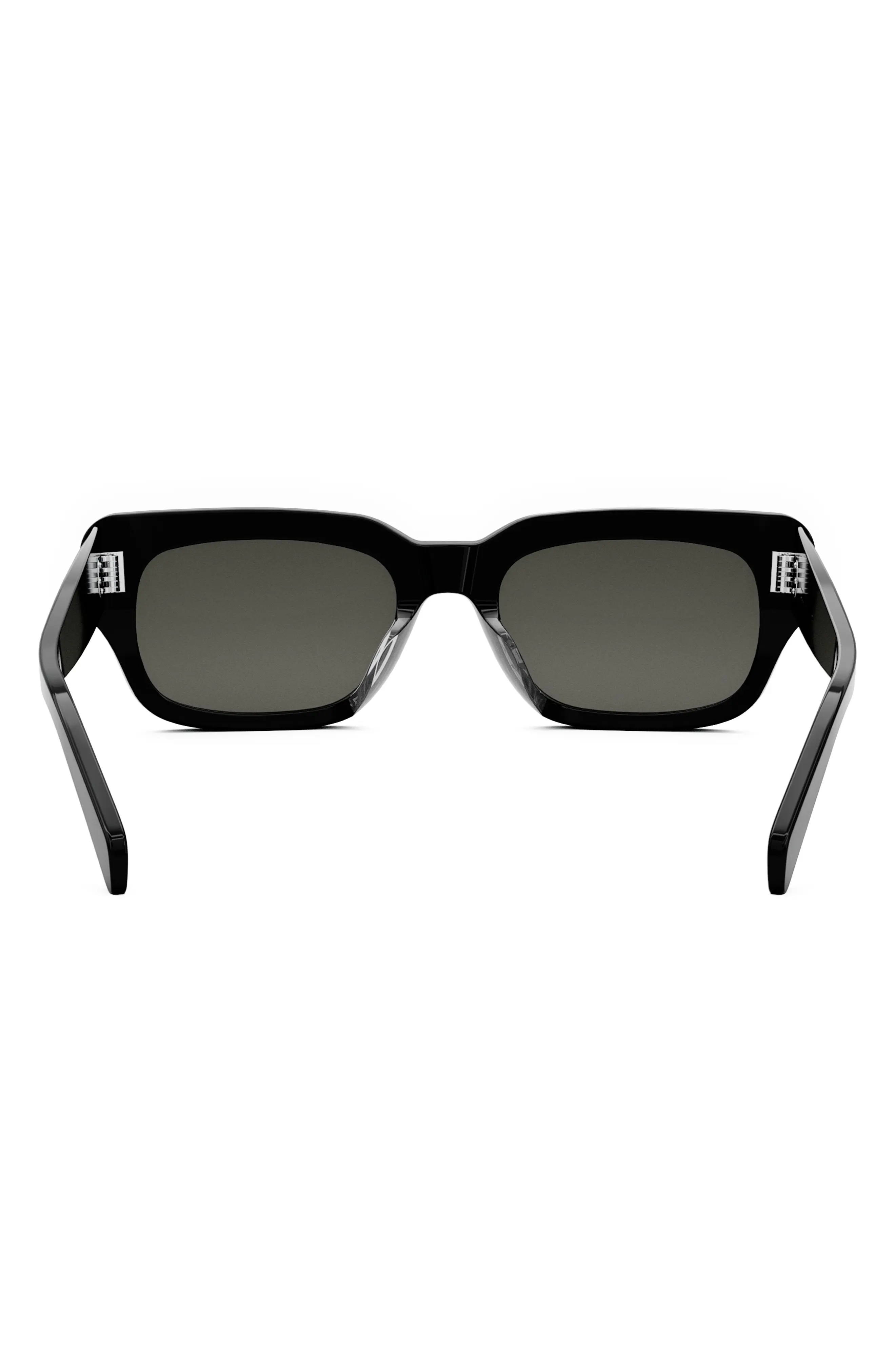 Bold 3 Dot Rectangular Sunglasses in Shiny Black /Smoke - 8