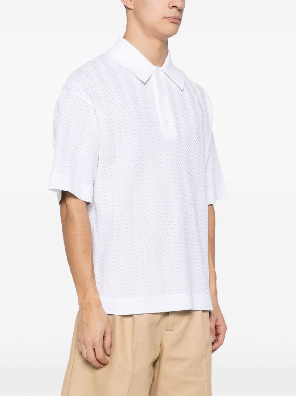 zigzag-woven polo shirt - 3
