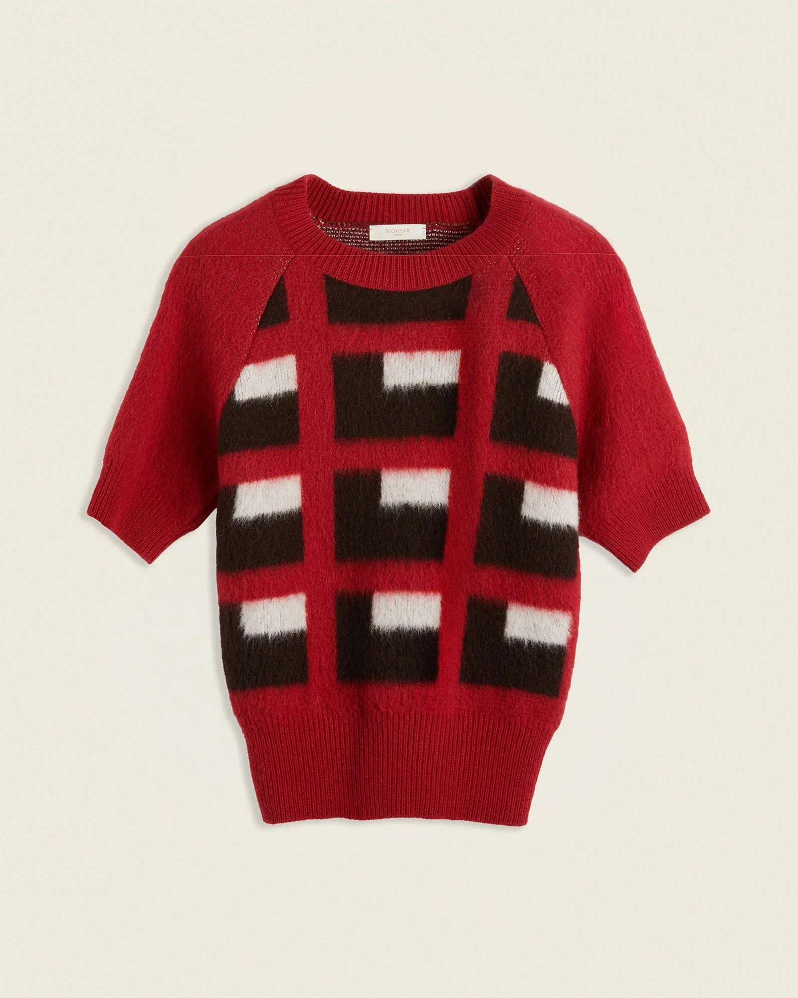 Slim fit wool and angora jacquard crew-neck sweater - 1