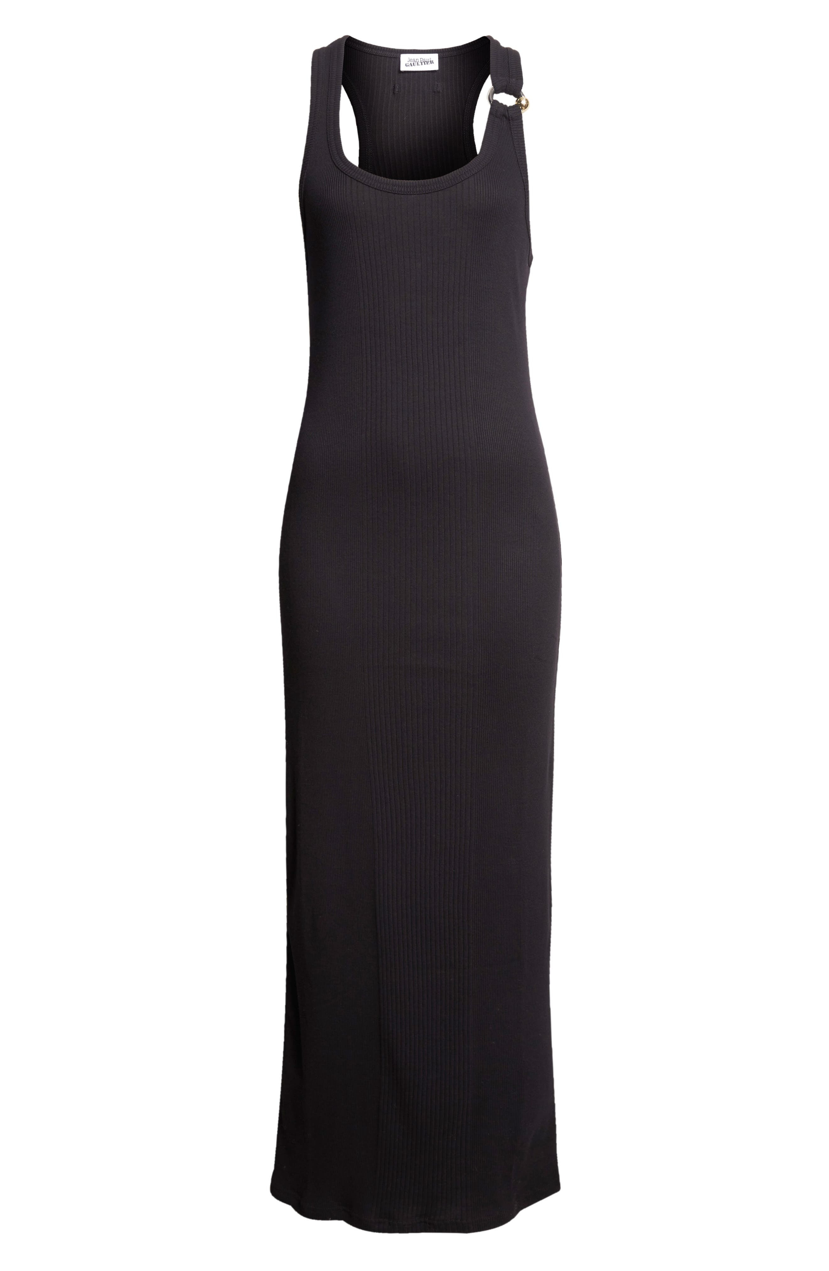Jean Paul Gaultier Ring Detail Cotton Rib Tank Dress in Black at Nordstrom - 5