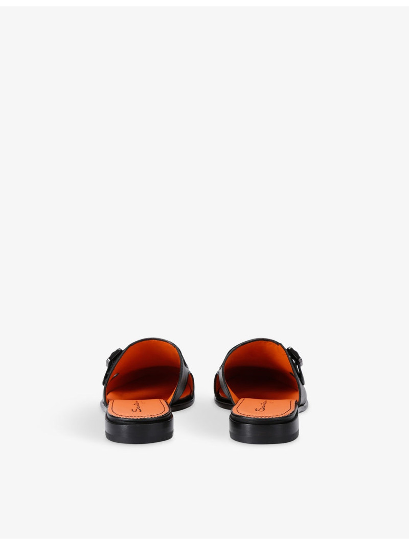 Santoni Monk double-buckle leather mules outlook
