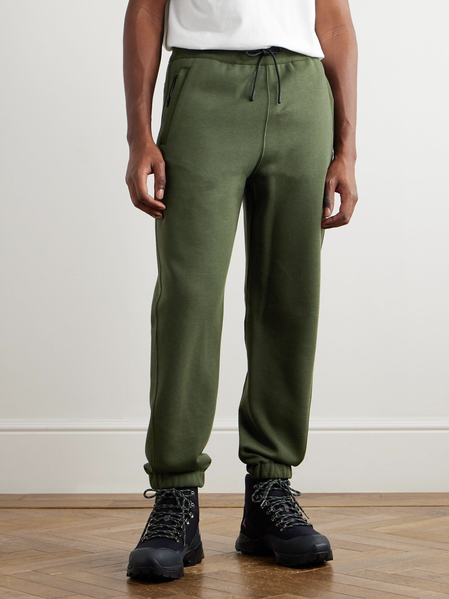 Vogel Tapered Cotton and Cashmere-Blend Jersey Sweatpants Army green - 3