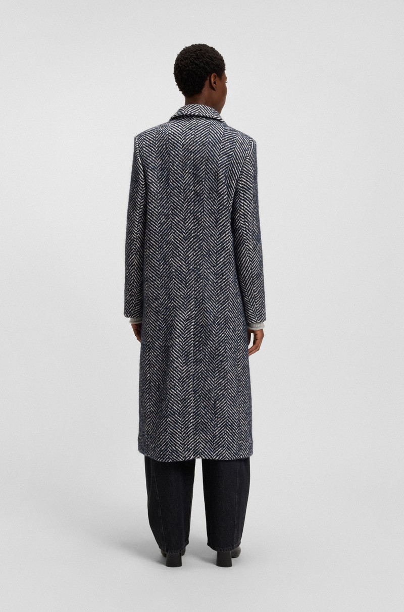 LONGLINE DOUBLE-BREASTED COAT WITH MACRO HERRINGBONE 4