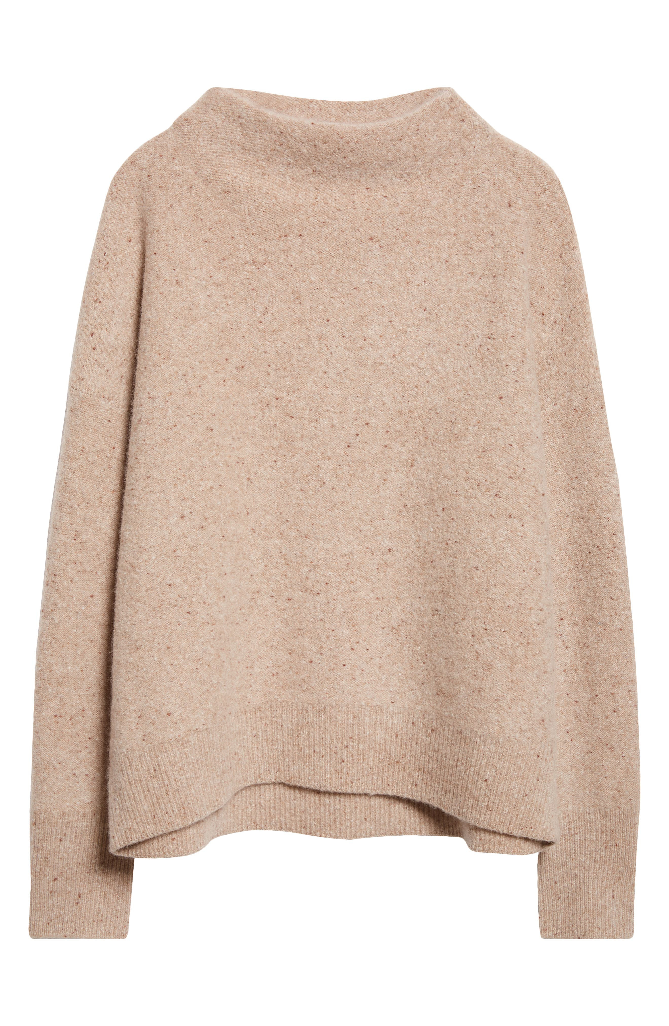Vince Donegal Funnel Neck Cashmere Sweater in Heather Oat Donegal at Nordstrom - 6
