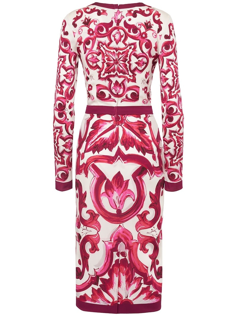 Maiolica print silk midi dress - 5