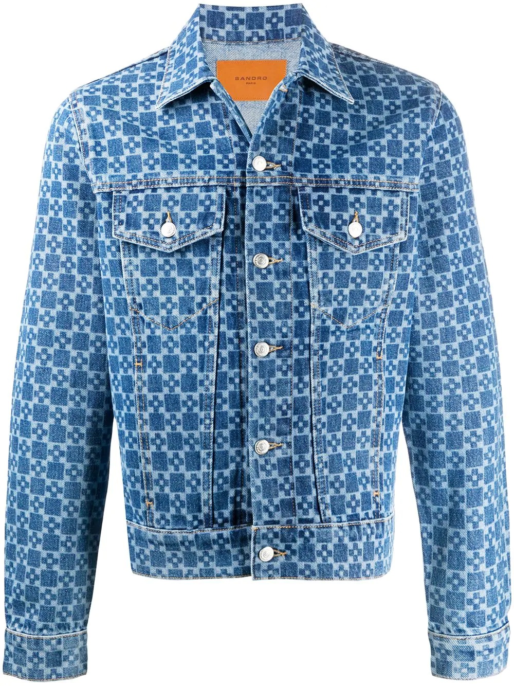 cross-pattern denim jacket - 1