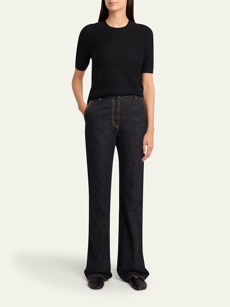 The Row Marika Cashmere Short-Sleeve Crewneck Sweater outlook