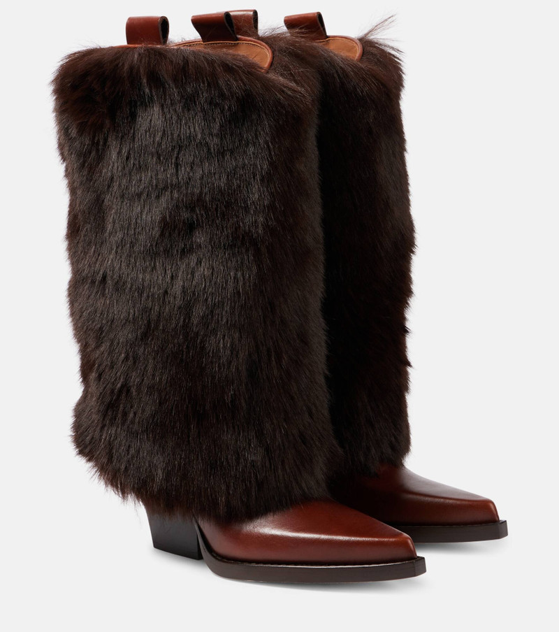 Faux fur and leather knee-high boots 1