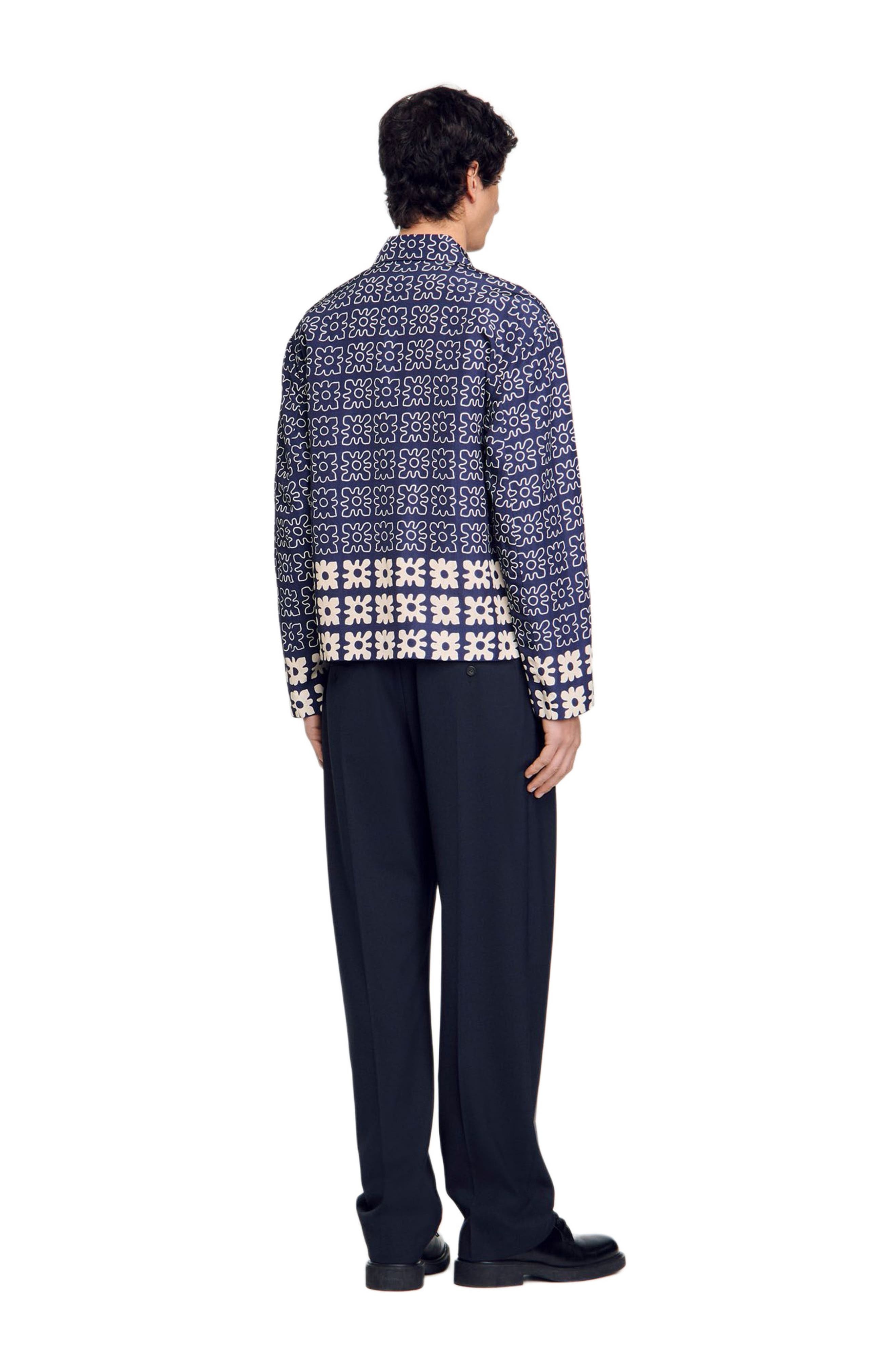 SANDRO Jacket with floral motif in Midnight Blue at Nordstrom - 2